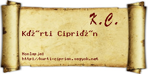 Kürti Ciprián névjegykártya